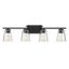 Calhoun Black 4-Light Vanity Fixture with Clear Glass Shades