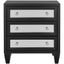 Transitional Black Mirrored 3-Drawer Chest, 25" W