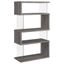 Zigzag Contemporary 63" Gray Wood Bookcase with Glass Panels