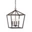 Contemporary Rubbed Bronze 4-Light Pendant - 24"x16"