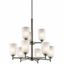 Brushed Nickel 26.5" 9-Light 2-Tier Chandelier with Clear Glass Shades