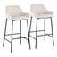 Set of 2 Cream Fabric and Black Metal Industrial Bar Stools