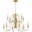 Karthe 42" Natural Brass 12-Light Candle Chandelier