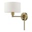 Antique Brass Swing Arm Wall Lamp with Oatmeal Fabric Shade