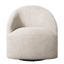 Cream Microfiber Barrel Swivel Accent Chair with Wood Base