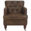 Contemporary Modern Brown Leather and Wood Accent Chair