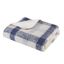 Blue and White Reversible Faux Mohair Sherpa Throw Blanket