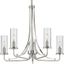 Riley 24" Brushed Nickel Chandelier with Clear Glass Shades