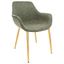 Mid Century Modern Olive Green Metal Arm Chair with Gold Details