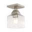 Brushed Nickel 1-Light Flush Mount with Clear Seeded Glass