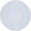 Ivory and Blue 4' Round Handwoven Braided Rug