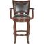 Espresso Brown Adjustable Swivel Bar Stool with Faux Leather