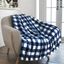 Twin Navy and White Checkered Fleece Throw Blanket