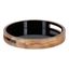 Natural and Black Round Mango Wood Tray with Handles