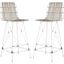 Minerva White Wicker and Metal Bar Stool Set of 2