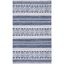 Ivory and Navy Handwoven Kilim Stripe Wool-Cotton Rug, 54"x16"