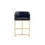 Black Leather and Gold Metal Curved Counter Stool