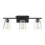 Calhoun Black 3-Light Vanity Fixture with Clear Glass Shades