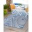 Blue and White Rectangular Outdoor Stain-Resistant Rug