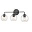 Matte Black 3-Light Vanity Wall Fixture with Clear Glass Shades