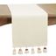 Ivory Cotton and Polyester Table Runner with Tassel Edges