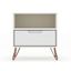 White Mid-Century Modern 1-Drawer Nightstand with Metal Legs