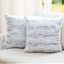 Blue and White Faux Fur Square Throw Pillows Set