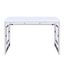 White Faux Wood and Chrome Geometric Writing Desk