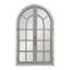 Rustic Gray Wood Windowpane Arch Wall Mirror