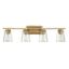 Calhoun Warm Brass Cylinder 4-Light Bath Bar with Clear Glass