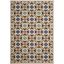 Aqua and Cream Geometric Synthetic Indoor/Outdoor Area Rug