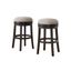 Elegant Dark Brown Swivel Bar Height Stool Set, Rubberwood