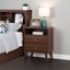 Cherry Wood and Brass Mid-Century Modern Nightstand with Open Shelf