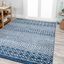 Navy and Cream Reversible Synthetic Geometric Area Rug 5' x 8'