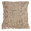 Beige Cotton Woven Fringes Square Throw Pillow