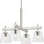 Saffert Brushed Nickel 4-Light Chandelier with Clear Glass Shades