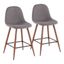 Walnut and Charcoal Swivel Counter Stool with Metal Frame