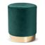 Green Velvet Round Tufted Ottoman with Gold Base