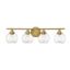 Warm Brass 4-Light Vanity with Clear Glass Shades