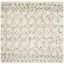 Ivory and Grey Hand-Tufted Wool Shag Square Rug