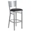 Sleek Silver Slat-Back Barstool with Black Vinyl Seat