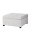 Gray Linen Tufted Storage Cocktail Ottoman