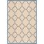 Cream and Blue Geometric Flat Woven Area Rug