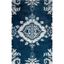 Indigo and White Hand-Knotted Wool 4' x 6' Area Rug