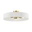 Satin Brass and White 4-Light Drum Semi-Flush Mount