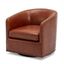 Caramel Faux Leather Swivel Barrel Accent Chair