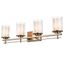 Modern Gold 4-Light Cylinder Shade Bathroom Vanity Light