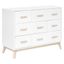 White and Washed Natural Mid-Century 6-Drawer Dresser