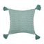 Teal Woven Cotton Throw Pillow with Tassels