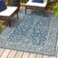 Elegant Vine Border Gray and Navy Synthetic Indoor/Outdoor Rug - 3x5 Feet